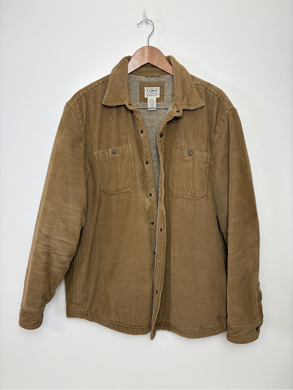 L.L. Bean Men's Corduroy Sherpa-Lined Jacket Tan Granola Gorpcore Outdoors